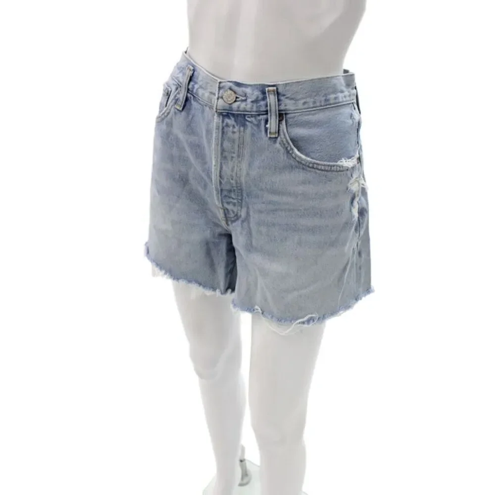 Agolde Womens Cut-Off Blue Cotton Shorts Size 29